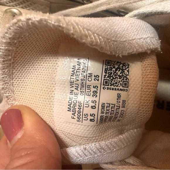 Converse Chuck Taylor High Platform Top Sneakers White Canvas Womens 8.5 Classic - Picture 10 of 15